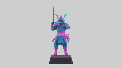 3D model Neon Samurai statue model VR / AR / low-poly