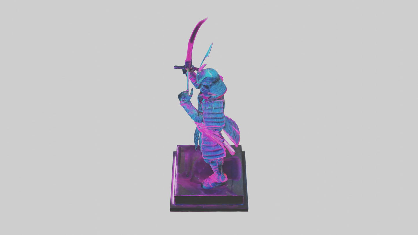 3D model Neon Samurai statue model VR / AR / low-poly