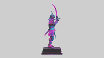 3D model Neon Samurai statue model VR / AR / low-poly