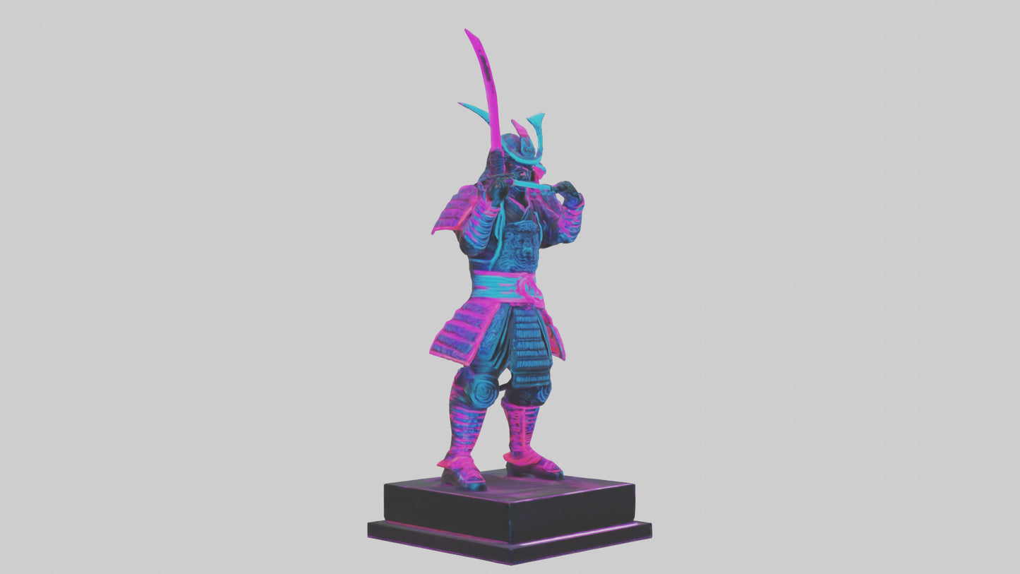 3D model Neon Samurai statue model VR / AR / low-poly