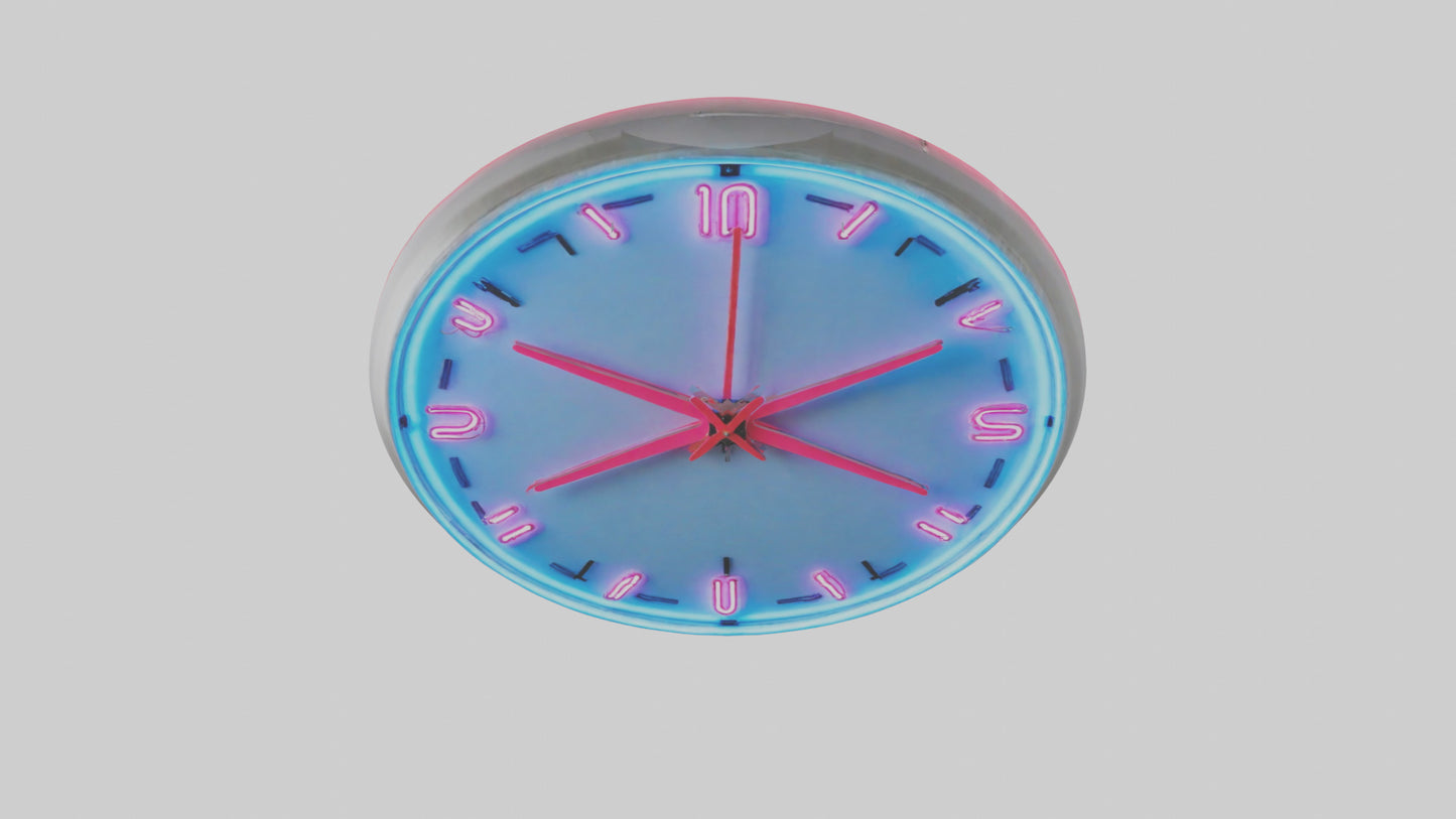 Neon Wall Clock model VR / AR / low-poly