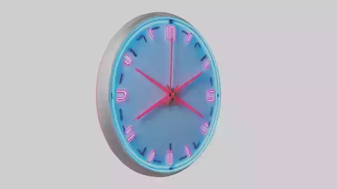 Neon Wall Clock model VR / AR / low-poly