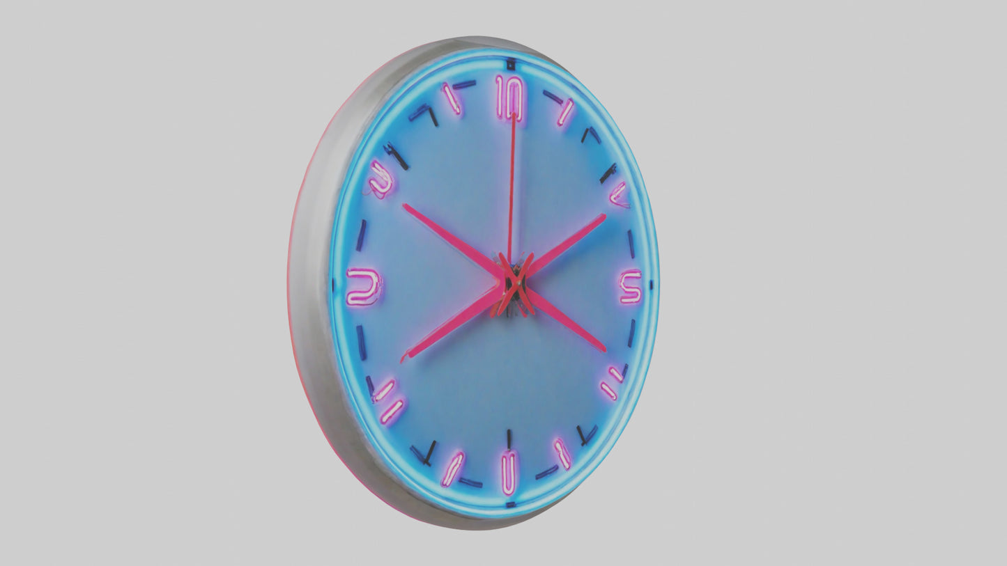 Neon Wall Clock model VR / AR / low-poly