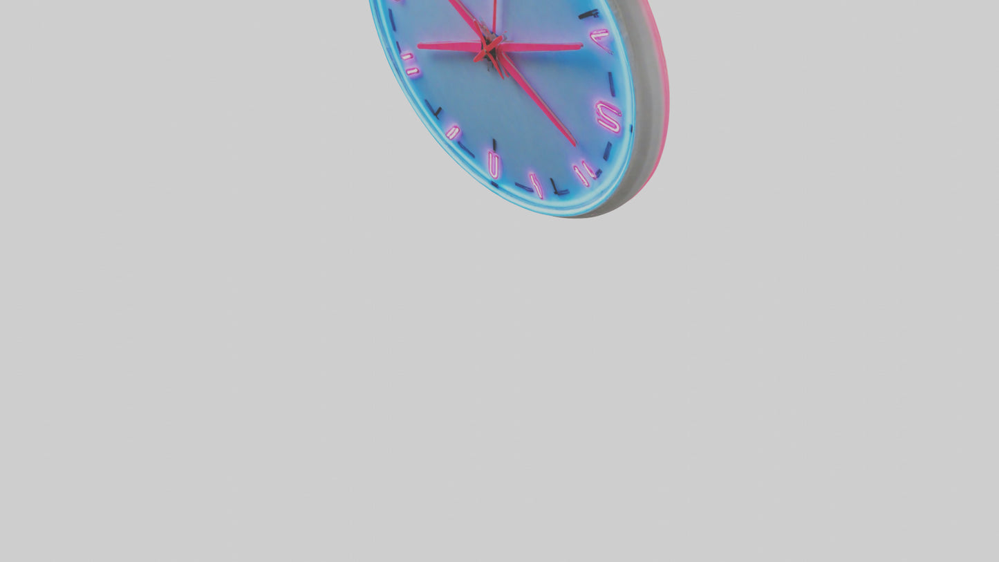 Neon Wall Clock model VR / AR / low-poly