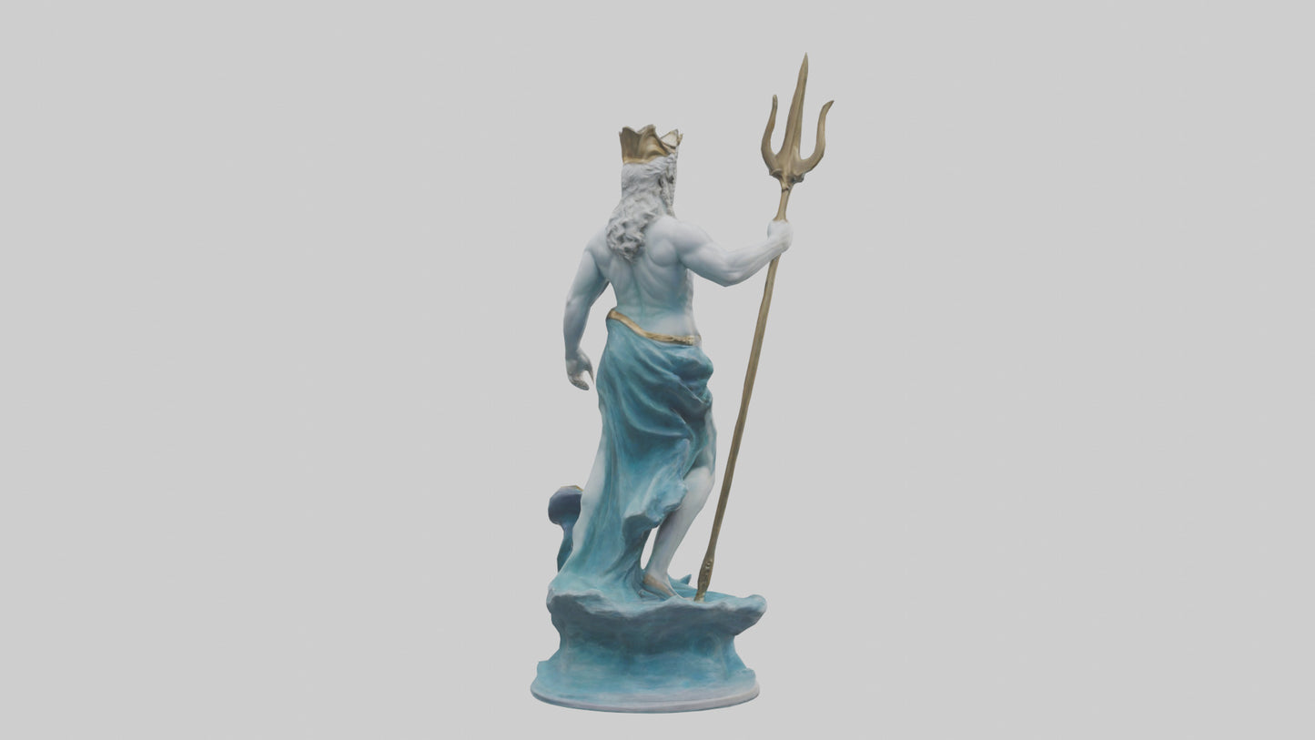 3D model Neptune statue model VR / AR / low-poly