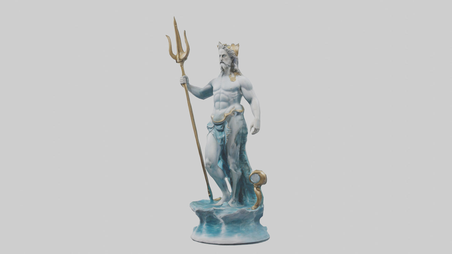 3D model Neptune statue model VR / AR / low-poly