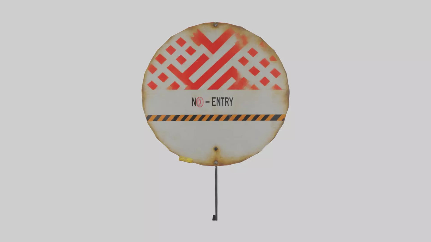 3D model No Entry for Vehicles Warning Sign model VR / AR / low-poly