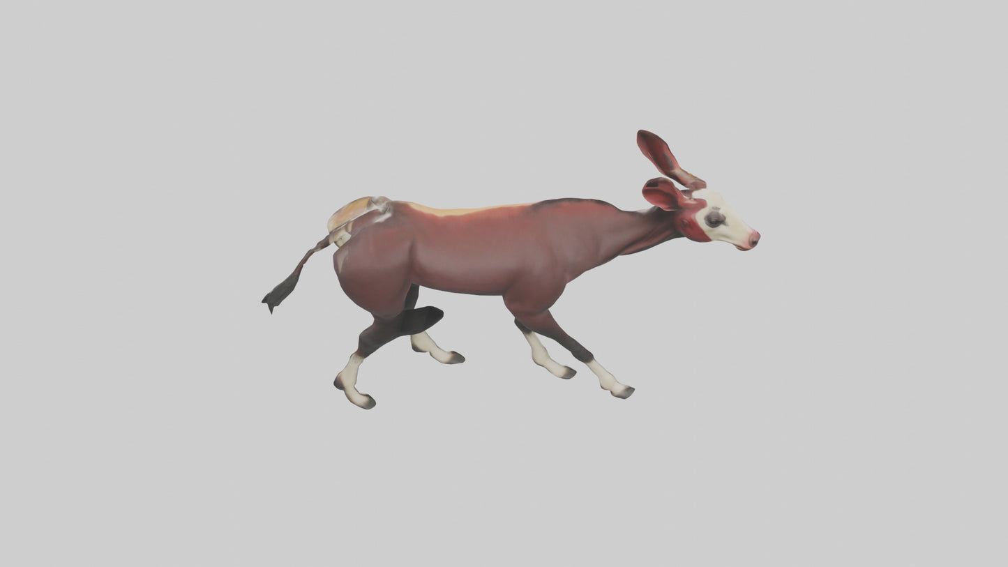 Okapi walking through brush model 3D model