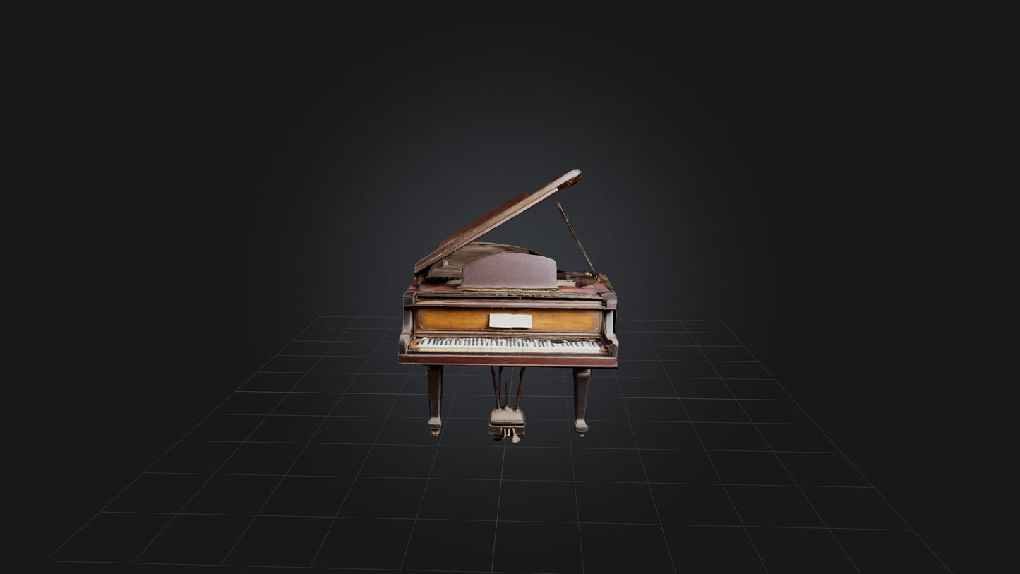 3D model Old Piano VR / AR / low-poly