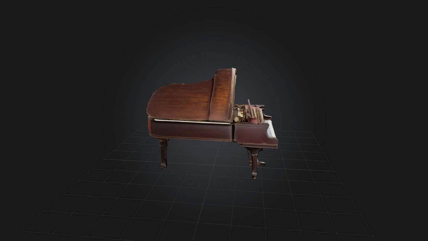 3D model Old Piano VR / AR / low-poly