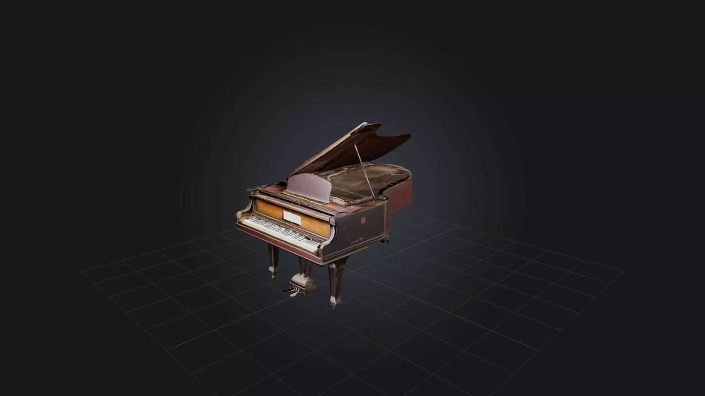 3D model Old Piano VR / AR / low-poly