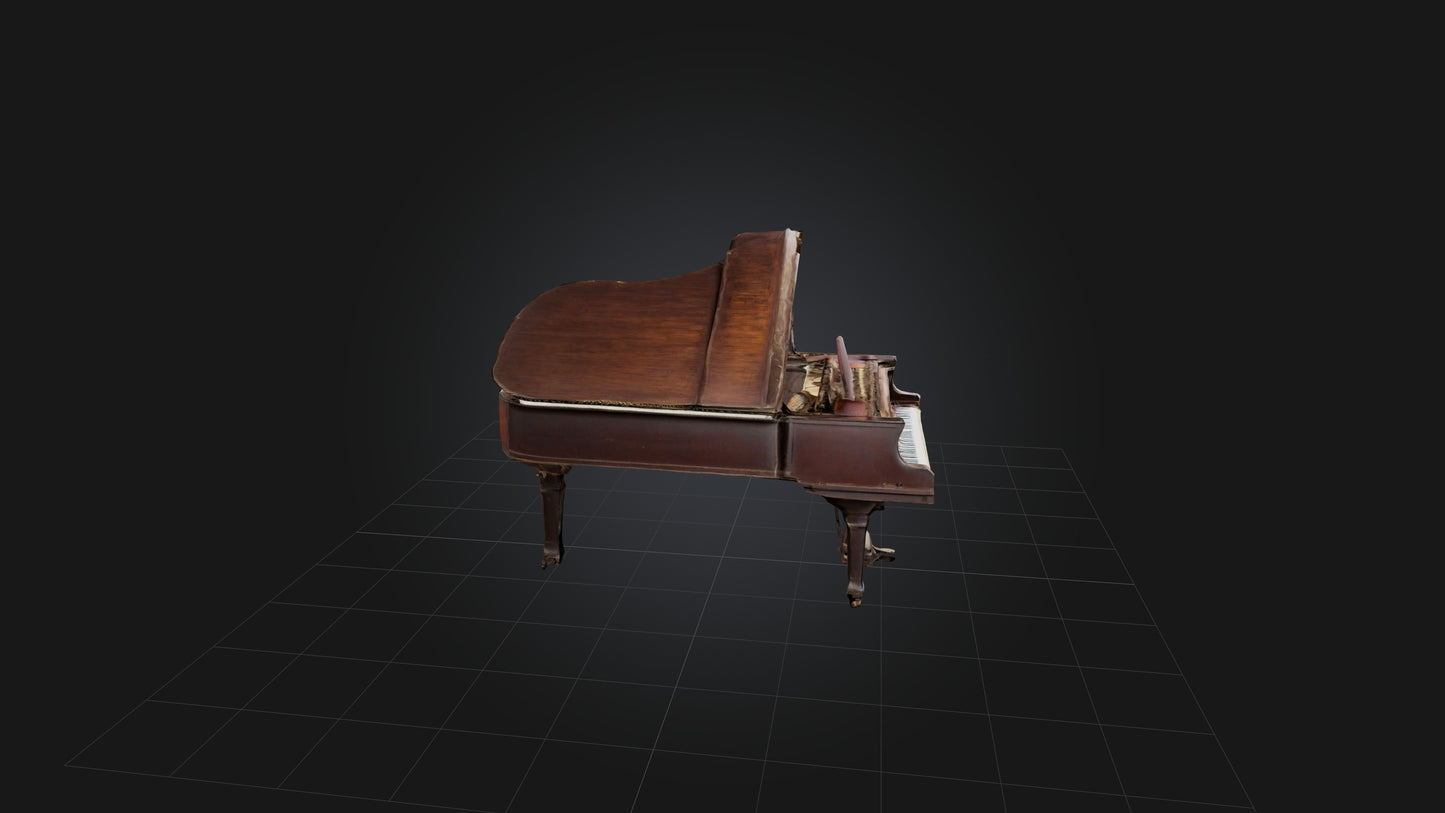 3D model Old Piano VR / AR / low-poly