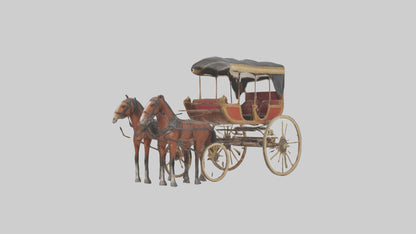 Oldfashioned Horsedrawn Carriage model VR / AR / low-poly