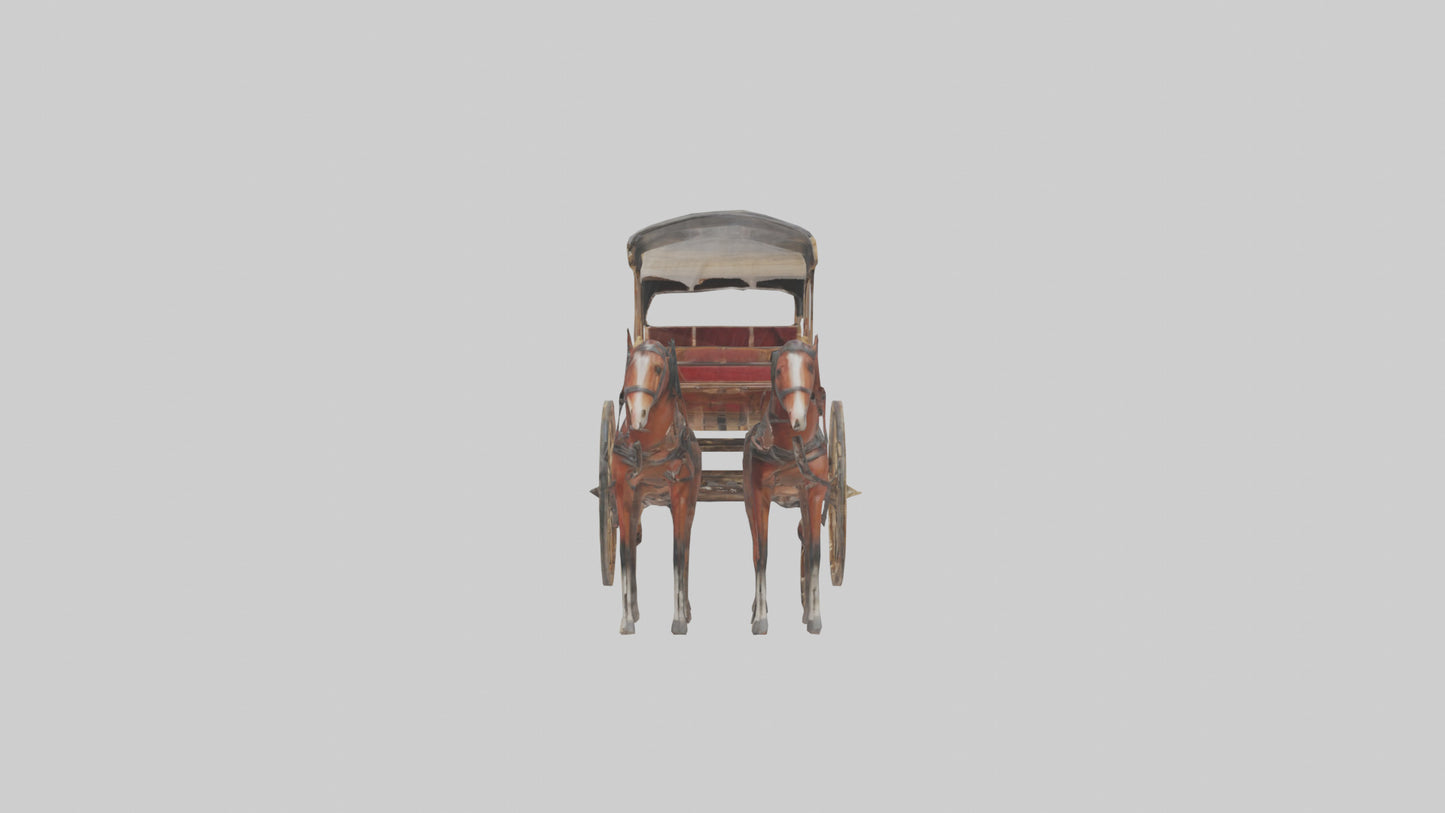 Oldfashioned Horsedrawn Carriage model VR / AR / low-poly
