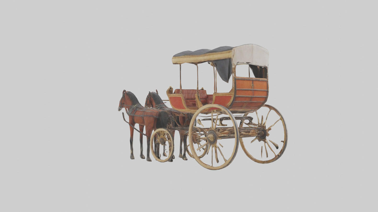 Oldfashioned Horsedrawn Carriage model VR / AR / low-poly
