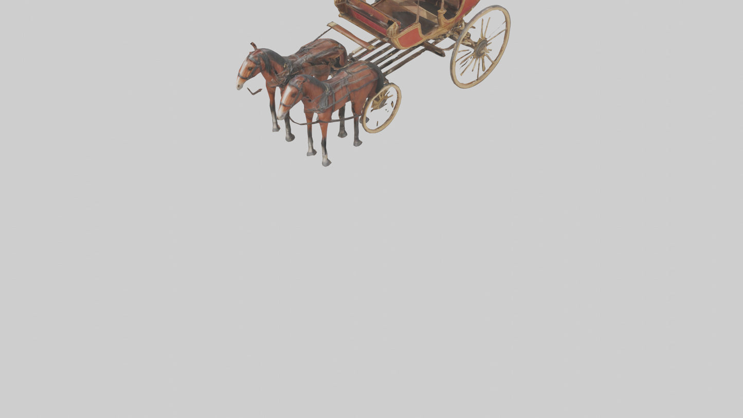 Oldfashioned Horsedrawn Carriage model VR / AR / low-poly
