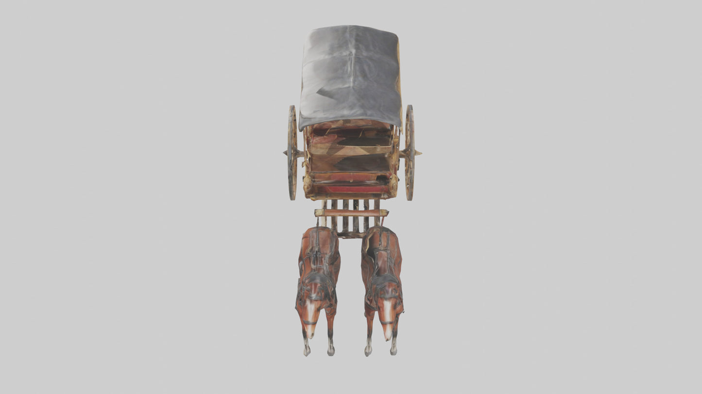 Oldfashioned Horsedrawn Carriage model VR / AR / low-poly