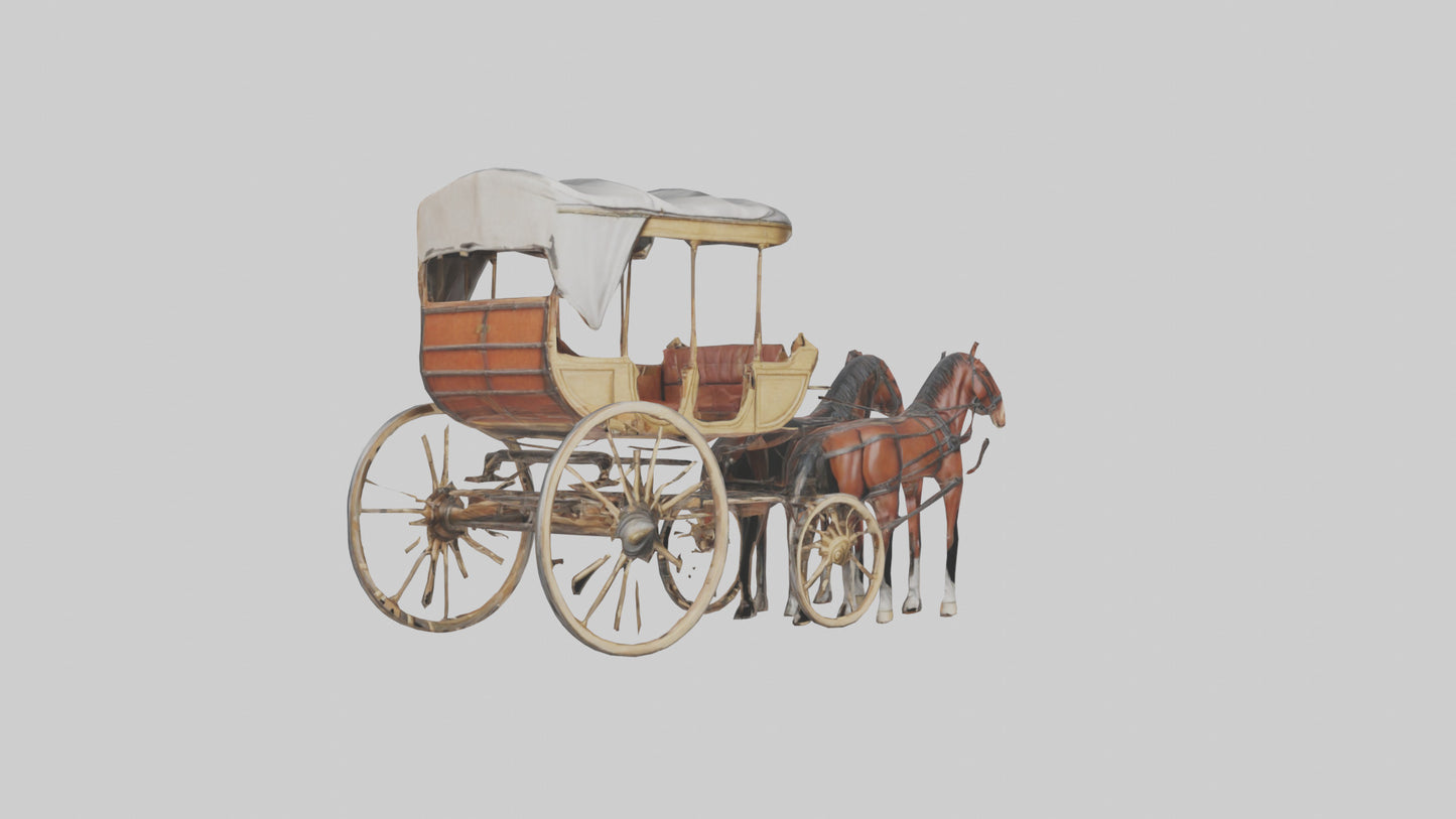 Oldfashioned Horsedrawn Carriage model VR / AR / low-poly