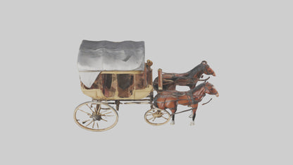 Oldfashioned Horsedrawn Carriage model VR / AR / low-poly