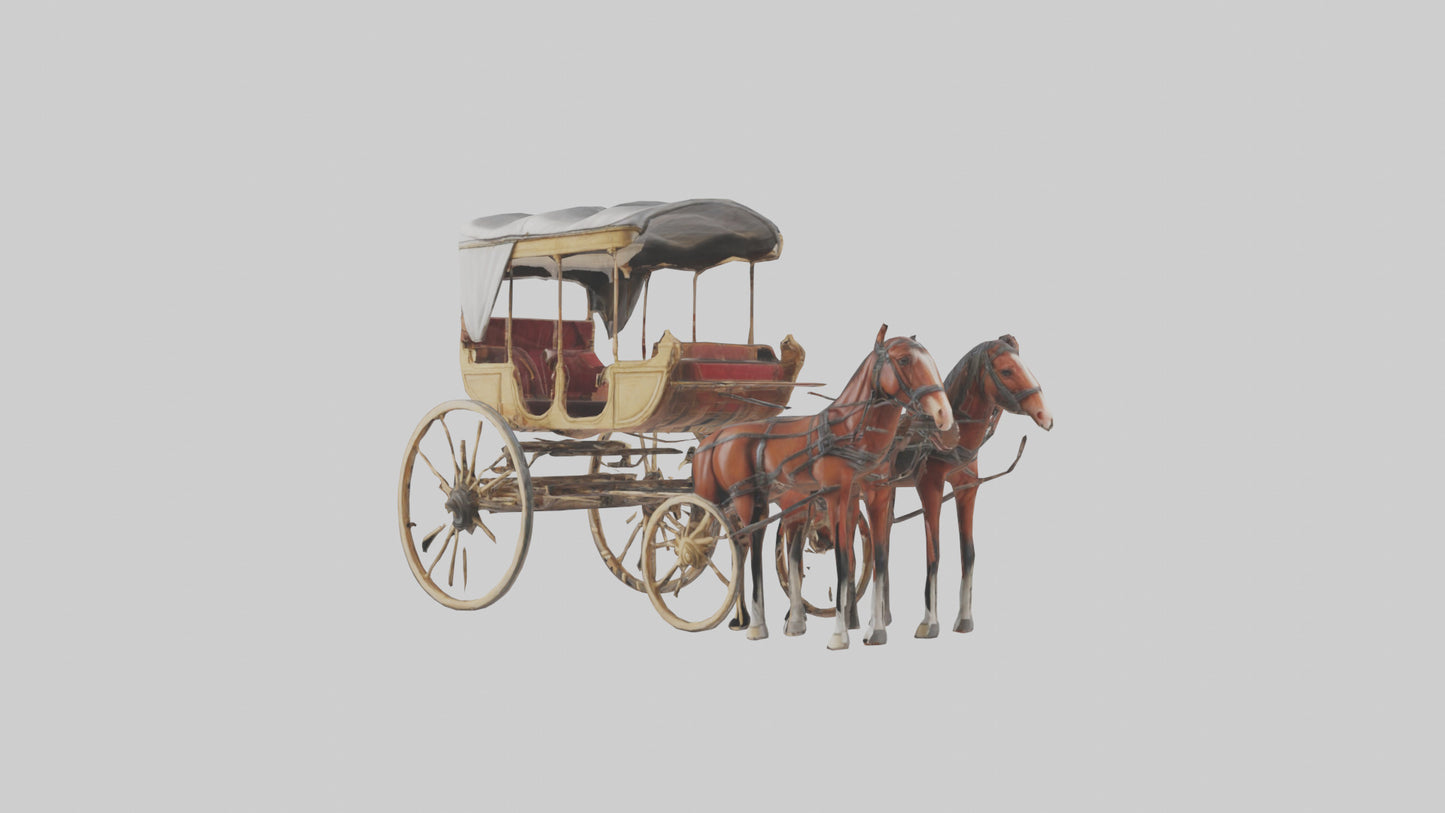 Oldfashioned Horsedrawn Carriage model VR / AR / low-poly