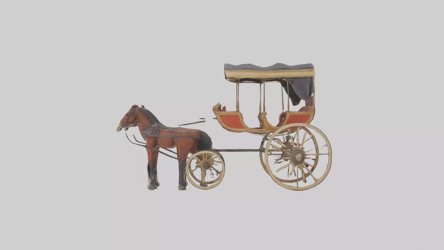 Oldfashioned Horsedrawn Carriage model VR / AR / low-poly