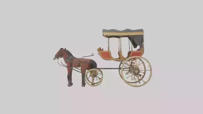 Oldfashioned Horsedrawn Carriage model VR / AR / low-poly