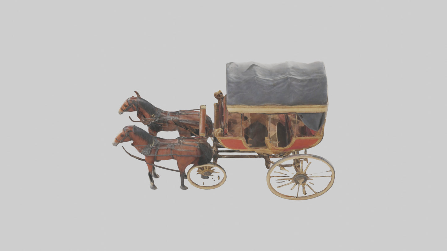 Oldfashioned Horsedrawn Carriage model VR / AR / low-poly