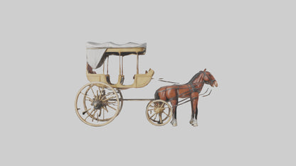 Oldfashioned Horsedrawn Carriage model VR / AR / low-poly