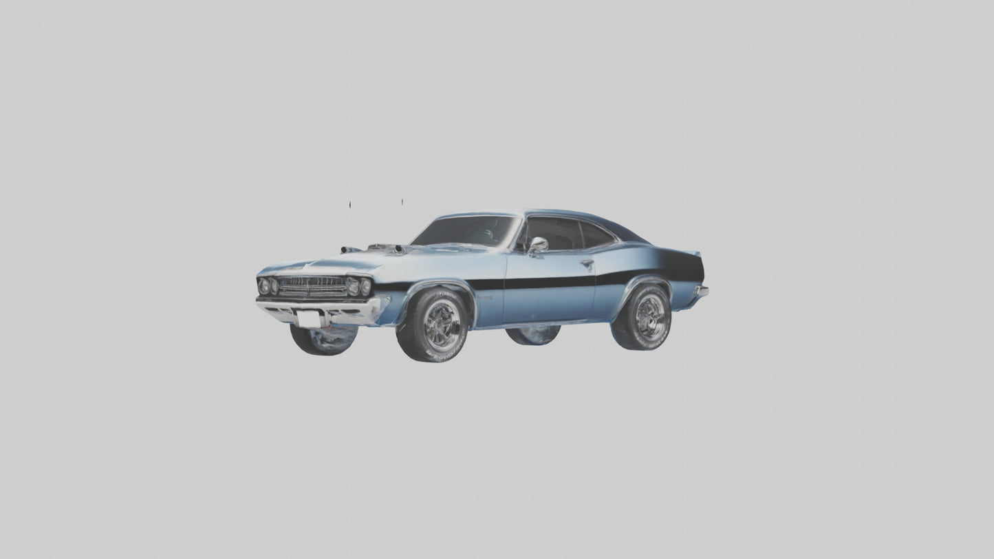 Oldschool Muscle Car with Chrome Grill model 3D model