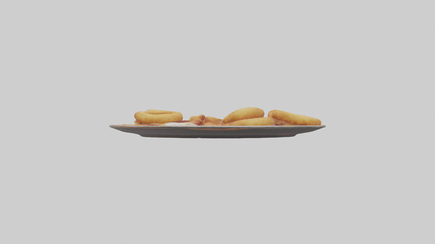 Onion rings with dipping sauce model 3D model