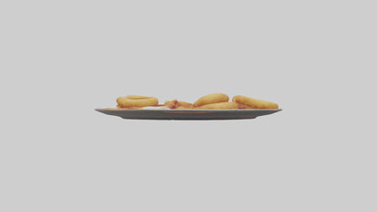Onion rings with dipping sauce model 3D model
