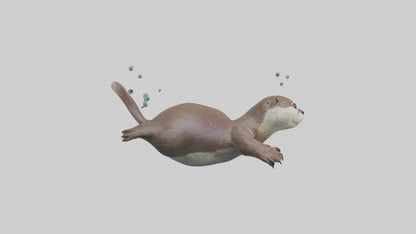 Otter diving model 3D model