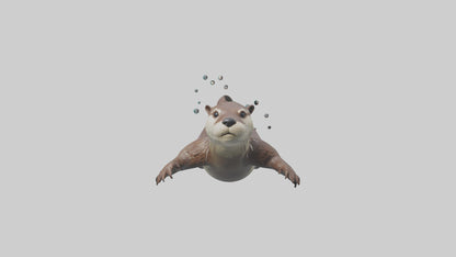 Otter diving model 3D model