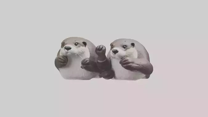 Otter holding hands model VR / AR / low-poly