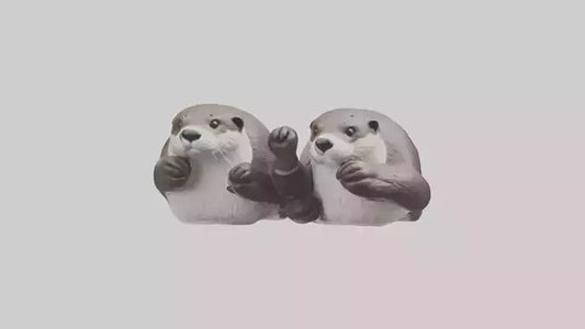 Otter holding hands model VR / AR / low-poly