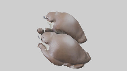 Otter holding hands model VR / AR / low-poly