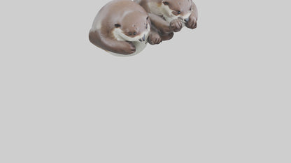 Otter holding hands model VR / AR / low-poly