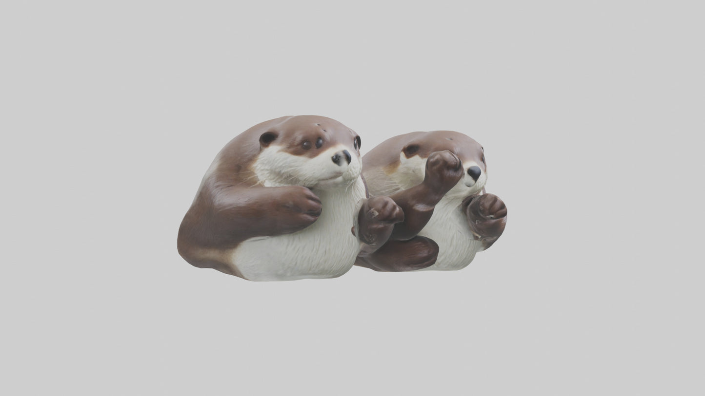 Otter holding hands model VR / AR / low-poly