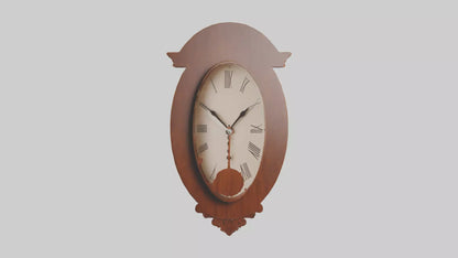 Oval Wooden Wall Clock model 3D model