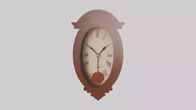 Oval Wooden Wall Clock model 3D model