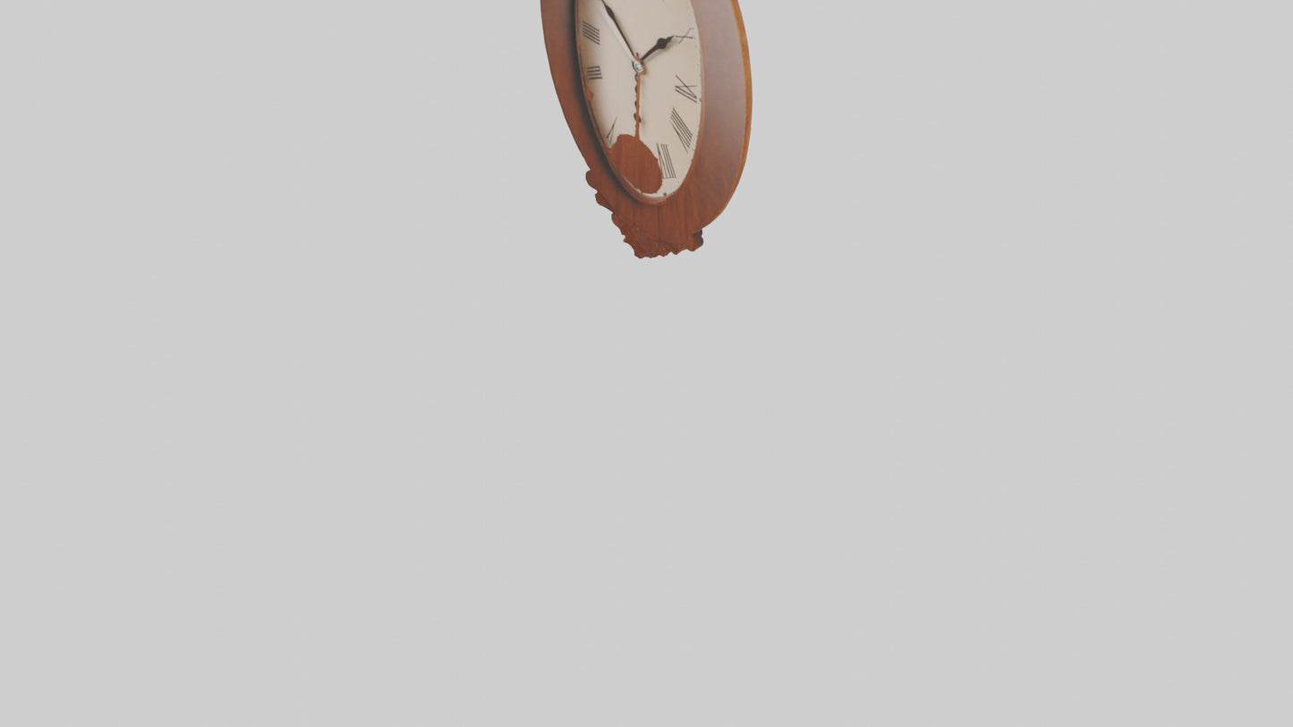 Oval Wooden Wall Clock model 3D model