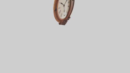 Oval Wooden Wall Clock model 3D model
