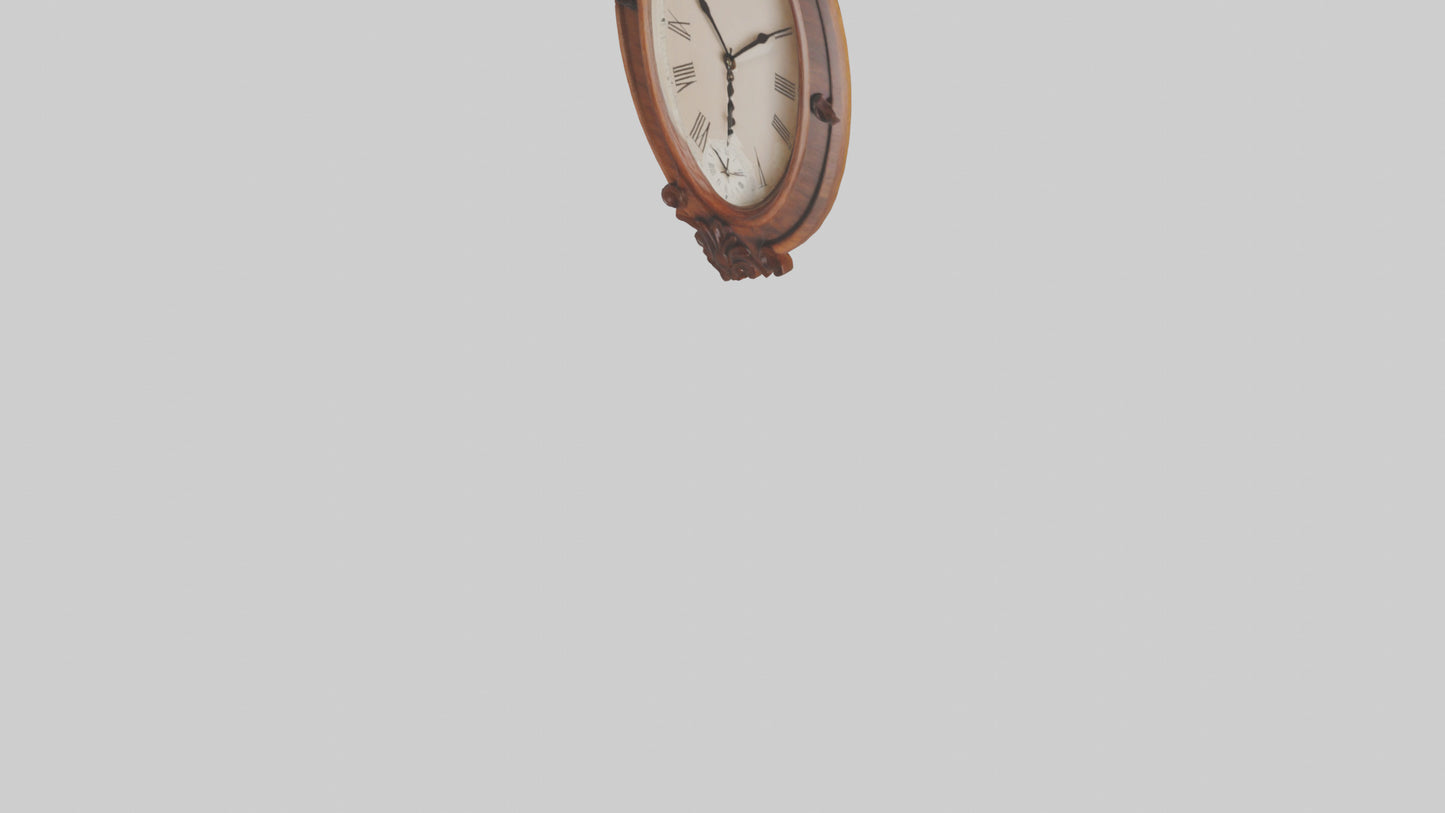 Oval Wooden Wall Clock model 3D model