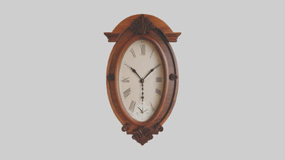 Oval Wooden Wall Clock model 3D model