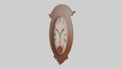 Oval Wooden Wall Clock model 3D model