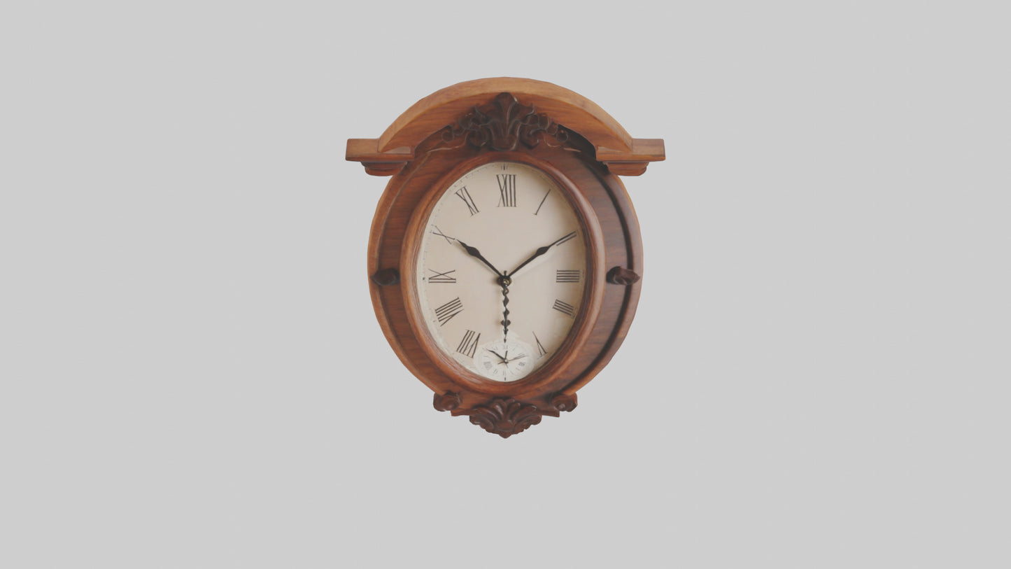 Oval Wooden Wall Clock model 3D model