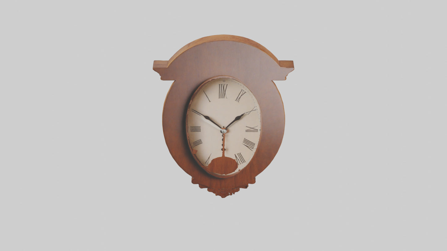 Oval Wooden Wall Clock model 3D model