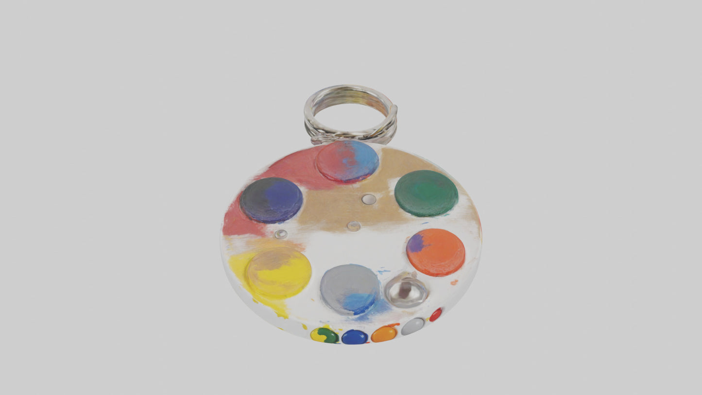 3D model Paint palette keychain model VR / AR / low-poly