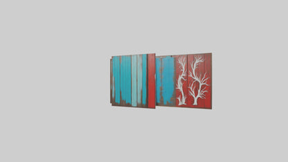 3D model Painted Wooden Wall Pieces VR / AR / low-poly