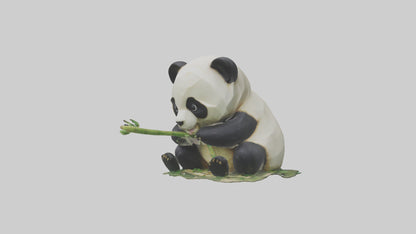 3D model Panda chewing bamboo model VR / AR / low-poly